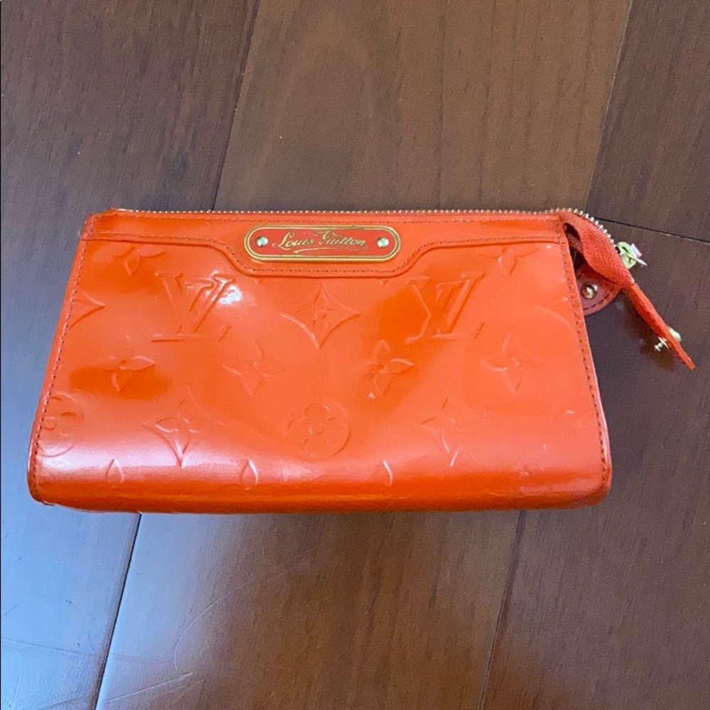 Authentic Louis Vuitton Bright Orange Patent Pouch